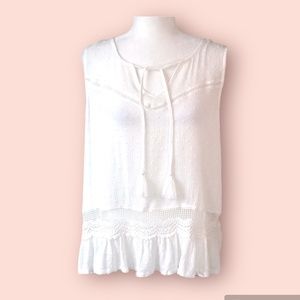 LIGHTWEIGHT GAUZY TOP IN CREAM/IVORY, SLEEVELESS, FRENCH DOT, FEMININE, …